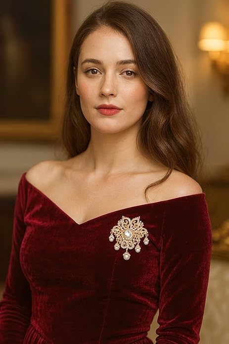 Touchstone Indian Bollywood Handcrafted Designer Jewelry Brooch Lapel Pin in Gold Or Silver Tone for Women.