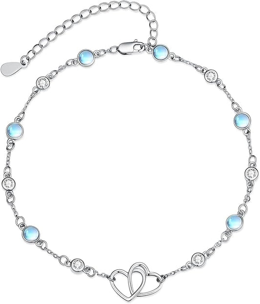 Anklet for Women 925 Sterling Silver Double Infinity Ankle Bracelet Waterproof Summer Jewelry Anniversary Birthday Gifts for Her
