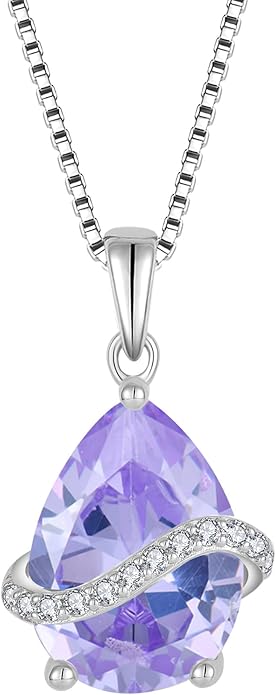 Teardrop Necklace for Women 925 Sterling Silver Birthstone Necklace Pendant Jewelry Gifts for Her