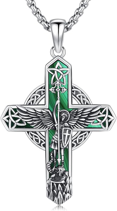 Midir&Etain Cross Necklace 925 Sterling Silver Celtic Christian Pendant Religious Protection Jewelry for Women Men