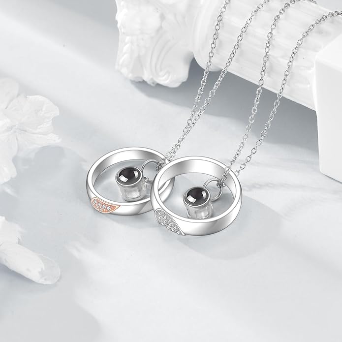 JBAERD Couples BFF Matching Necklaces 925 Sterling Silver Cross/Yin Yang/Sun Moon/Mountain Wave Pendant Necklace Anniversary Birthday Gifts