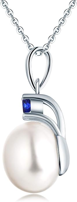 925 Sterling Silver Freshwater Cultured Pearl Pendant Necklace JO WISDOM Jewelry for Women,Girls