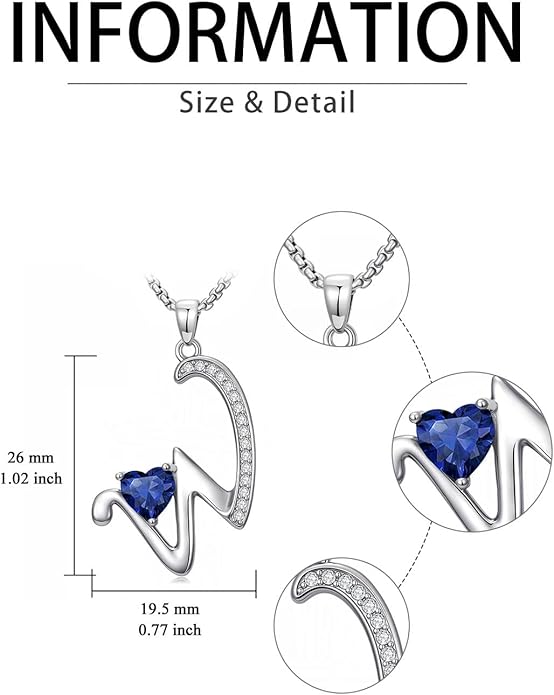 Christmas Gifts for Women Alphabet A to Z Initial Birthstone Pendant Necklaces for Women - 18k White Gold Plated Personalized Name Jewelry Valentine Mothers Day Birthday Gifts for Women Her Girlfriend
