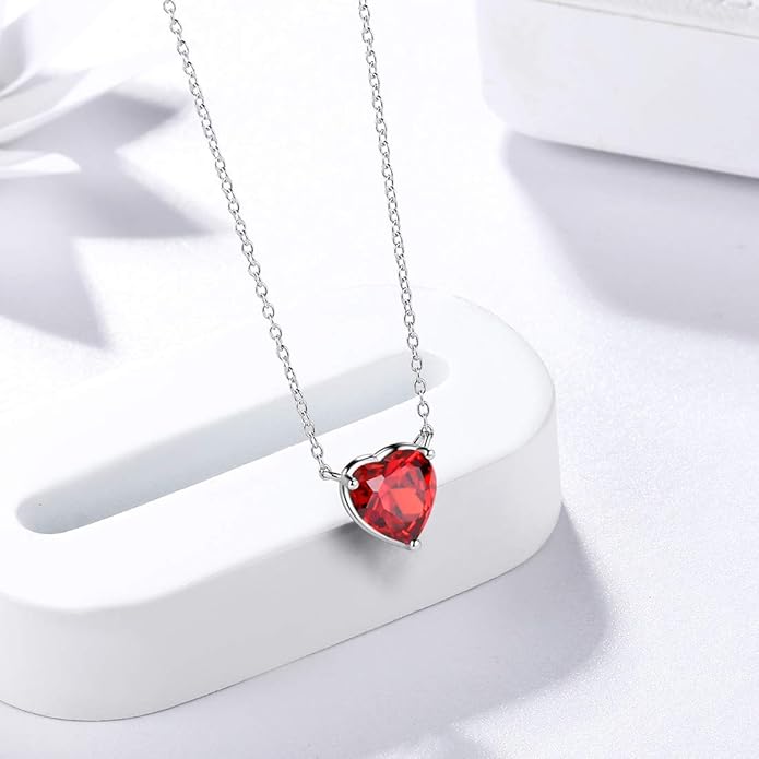 Aurora Tears 925 Sterling Silver 12 Birthstone Hearts Jewelry Women Crystal Wedding/Engagement/Bridal Heart Necklace/Earring/Ring/Bracelet Sets Jewellery