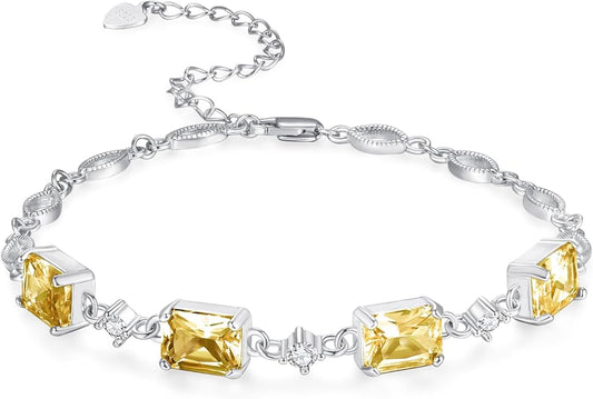 PRAYMOS Birthstone Bracelets for Women Mom Mother's Grandma Sterling Silver Women's Bracelets Birthstone Jewelry Gifts