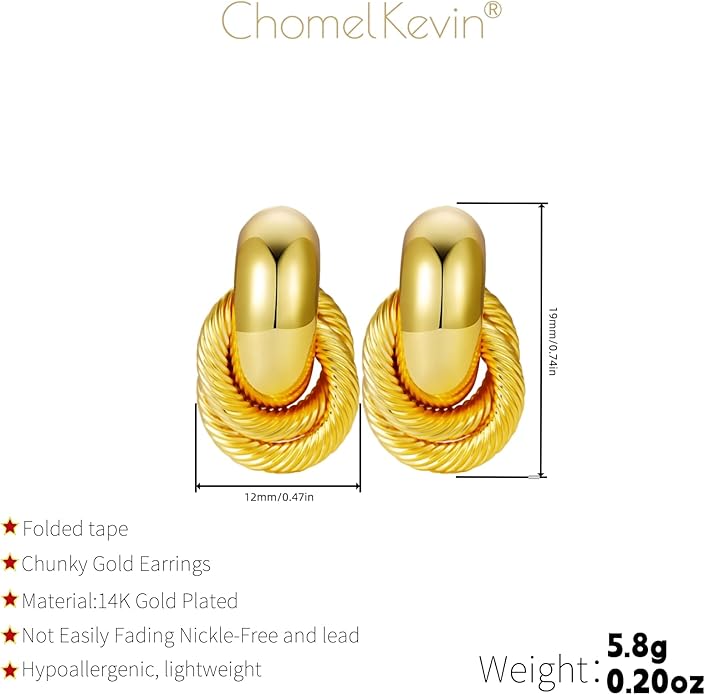 Trendy 14K Gold Plated Knot Earrings are Thick and Charming Pendant Earrings for Women They are Lightweight Hypoallergenic Fashion Accessories Jewelry Gifts for Women