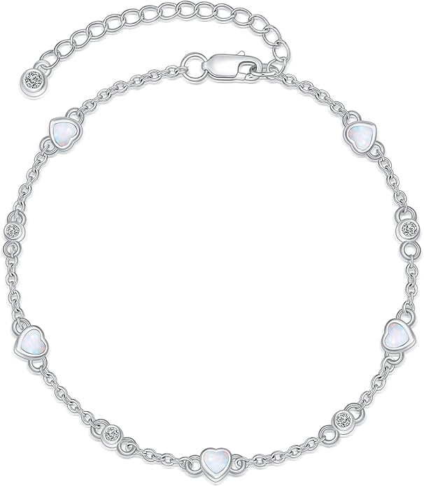 Anklet Bracelet for Women 925 Sterling Silver Natural Stone Chain Ankle Bracelet Beach Summer Fine Jewelry Birthday Christmas Gifts for Women Her Mom