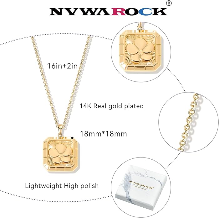 Gold Flower Pendant Necklace Dainty Floral Choker 14K Plated Shining Cute Heart Necklace for Women