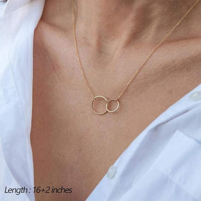 Turandoss Dainty Layered Choker Necklace, Handmade Y Pendant Necklace Multilayer Bar Disc Necklace Adjustable Layering Choker Necklaces for Women