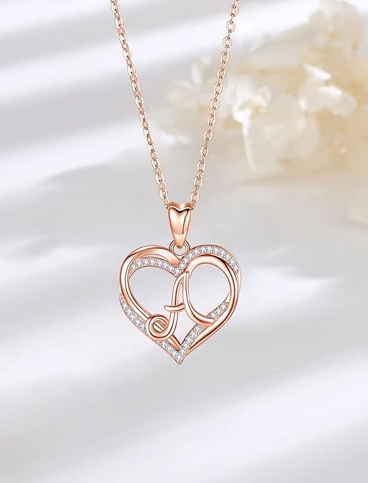 INFUSEU Unique Initial Necklaces for Women Girls Small Heart Letter Jewelry, Meaningful Personalized Gifts