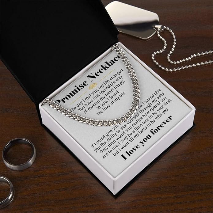 VIRAGIL To My Man Necklace Chain for Men, Silver Stainless Steel Chain Jewelry, Romantic Gift from Partner for Birthday Valentine or Everyday Wear with Meaning