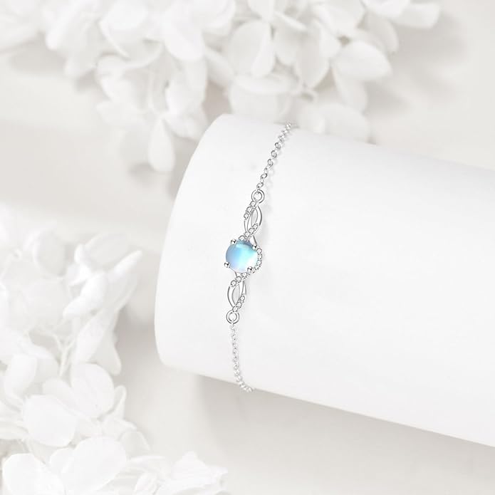 Mustard Seed Cross/Paw Print/Butterfly/Sunflower/Compass/Moss Agate Bracelet for Women 925 Sterling Silver Graduation Link Bracelet Jewelry for Women