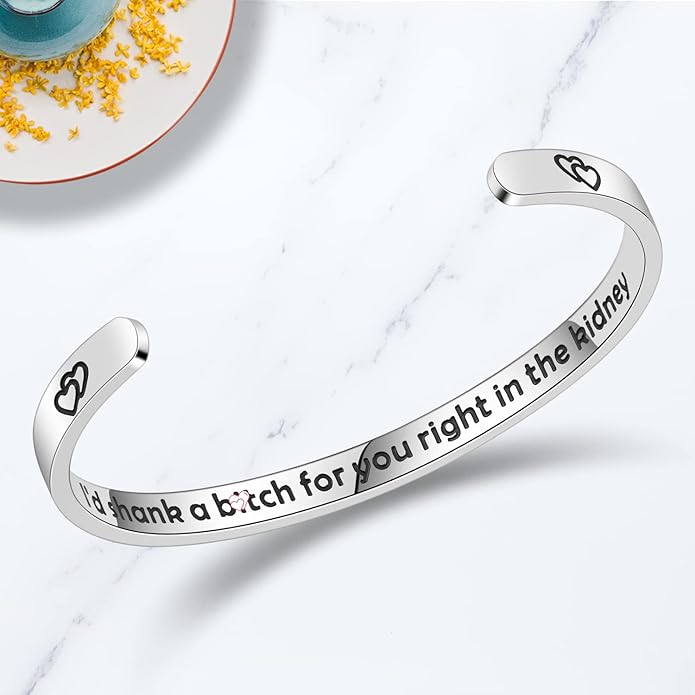 TONY & SANDY Inspirational Bracelets for Women Teen Girls Personalized Gifts for Daughter Granddaughter Mom Sister Friends Stainless Steel Engraved Cuff Birthday Easter Christmas