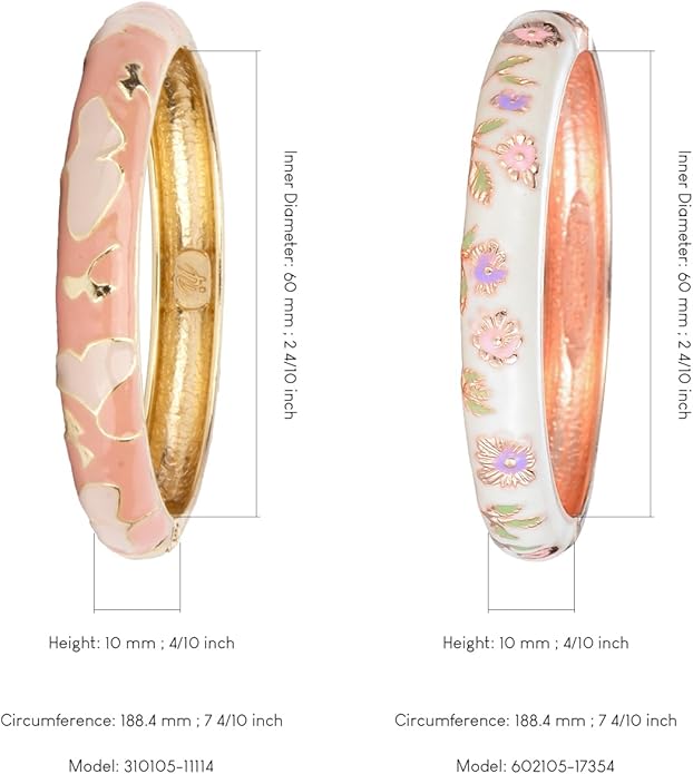 UJOY Cloisonne Bracelet Butterfly Hinge Indian Cuff Bangle Enameled Jewelry Flower Bracelets for Women Gift Box 55A114