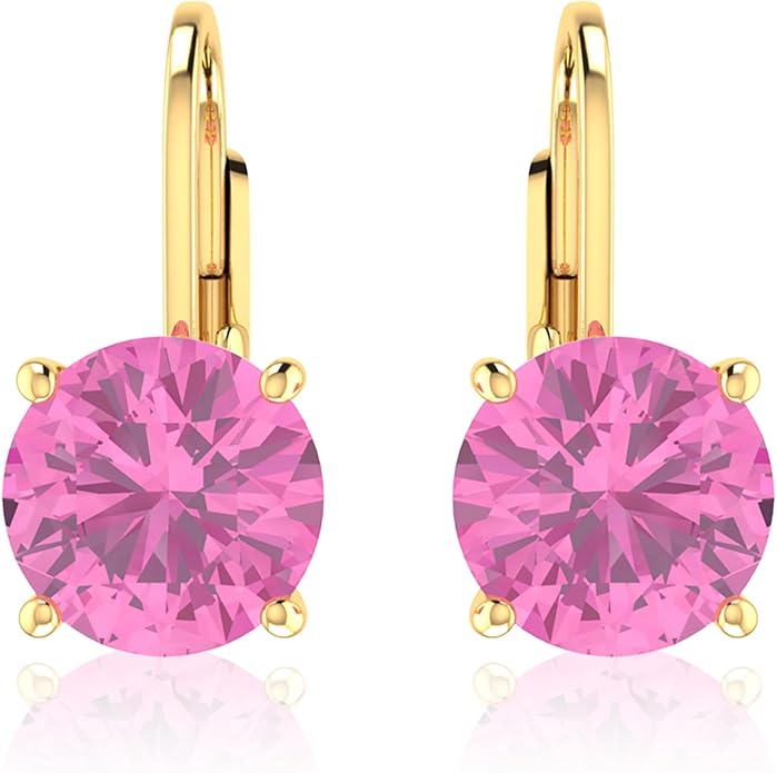 Women’s 14k Solid Gold Drop Dangle Earrings Lever Back Design with Natural Birthstone Gemstones Hypoallergenic Jewelry Collection Ideal Gifts for Wedding Anniversary