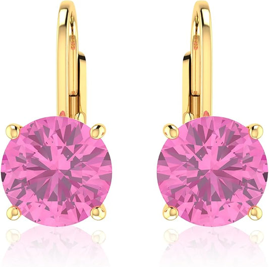 Women’s 14k Solid Gold Drop Dangle Earrings Lever Back Design with Natural Birthstone Gemstones Hypoallergenic Jewelry Collection Ideal Gifts for Wedding Anniversary