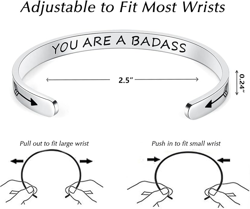 TONY & SANDY Inspirational Bracelets for Women Teen Girls Personalized Gifts for Daughter Granddaughter Mom Sister Friends Stainless Steel Engraved Cuff Birthday Easter Christmas