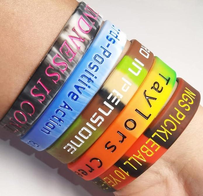50 Custom Rubber Bracelets Personalized Silicone Wristbands Customized Bulk for Events, Support, Wedding, Awareness, Motivation Customizable