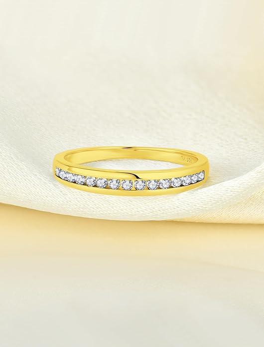 YL Stackable Rings 925 Sterling Silver Halo Birthstone Eternity Bands Jewelry for Women
