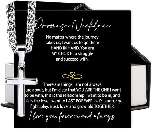 VIRAGIL To My Man Necklace Chain for Men, Silver Stainless Steel Chain Jewelry, Romantic Gift from Partner for Birthday Valentine or Everyday Wear with Meaning