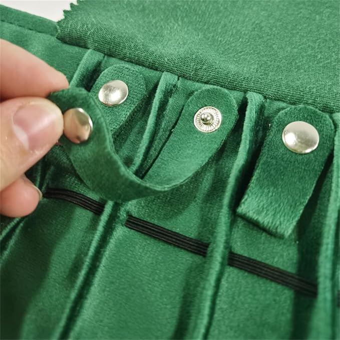 SCIKHEFT Portable Jewelry Roll Untangled Secure Necklace Travel Storage Bag Displays Holder 16 Chain (gray PU and green)