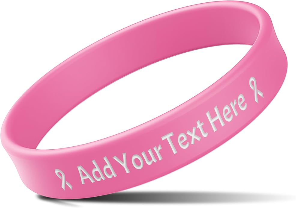 Custom Rubber Bracelets with Text Logo Clipart Customizable Bracelet Personalized 1/2 Inch Silicone Wristbands for Awareness, Events, Support, Promotions