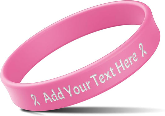 Custom Rubber Bracelets with Text Logo Clipart Customizable Bracelet Personalized 1/2 Inch Silicone Wristbands for Awareness, Events, Support, Promotions