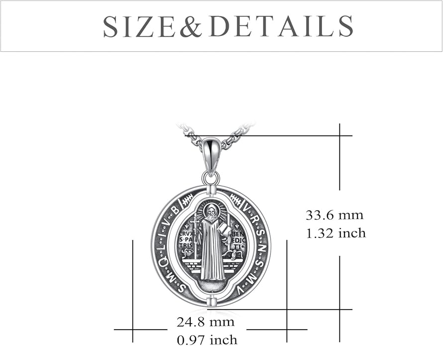YFN Patron Saint Necklace Sterling Silver Amulet Medal Pendant Religious Protector Jewelry Gifts for Women Men