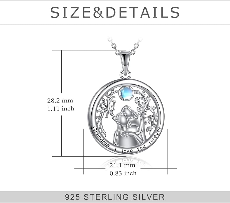 TIGER RIDER Tree of Life Necklace Sterling Silver Family Tree Pendant Jewelry for Mother Grandmother