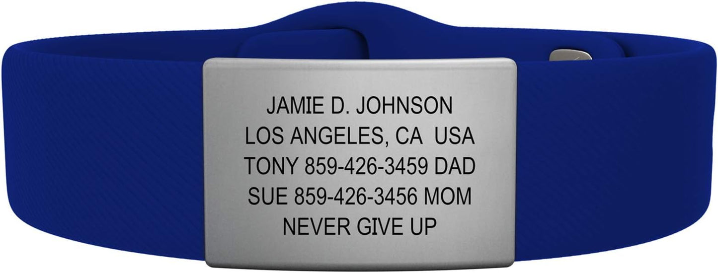 ROAD iD - Official ID Bracelet - The Wrist ID Elite - Silicone Pin-Tuck - for Athletes