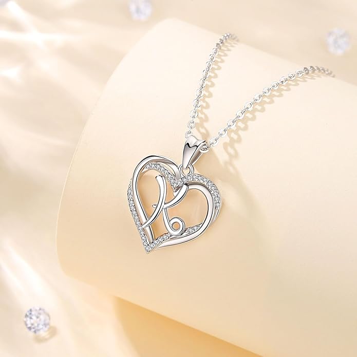 INFUSEU Unique Initial Necklaces for Women Girls Small Heart Letter Jewelry, Meaningful Personalized Gifts