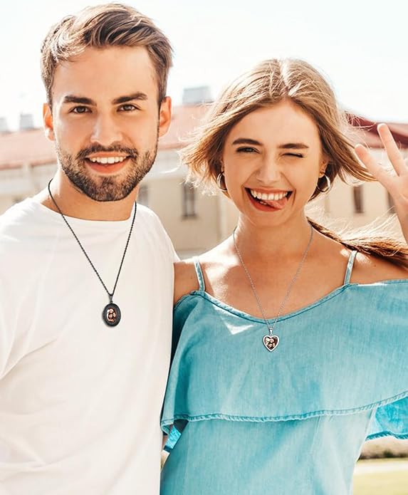 Supcare Locket Necklace That Holds Pictures-Engraved Photo Pendant Custom Jewellery Gifts for Men Women (with Jewellery Gift Box)