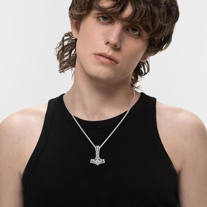 KoyeKei Viking Necklace for Men 925 Sterling Silver Viking Norse Pagan Jewelry Gifts for Women