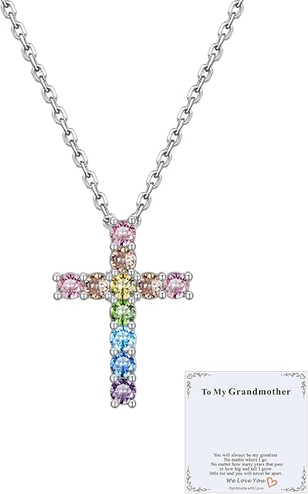 U7 Cross Necklace for Women,Silver/14K Gold Large or Small Cross Necklaces with CZ Diamond,Faith Birthday/Christmas Gift for Her Women Mother Daughter Grandmother