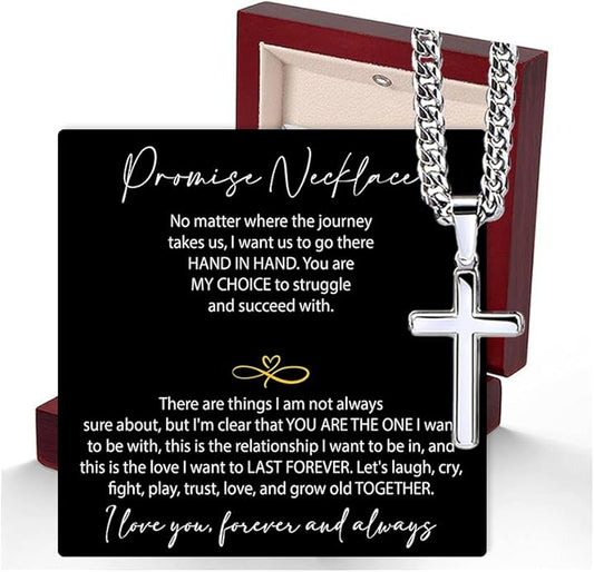 VIRAGIL To My Man Necklace Chain for Men, Silver Stainless Steel Chain Jewelry, Romantic Gift from Partner for Birthday Valentine or Everyday Wear with Meaning
