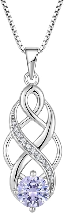 Infinity Celtic Knot Necklace 925 Sterling Silver Irish Pendant Birthstone Jewelry for Women