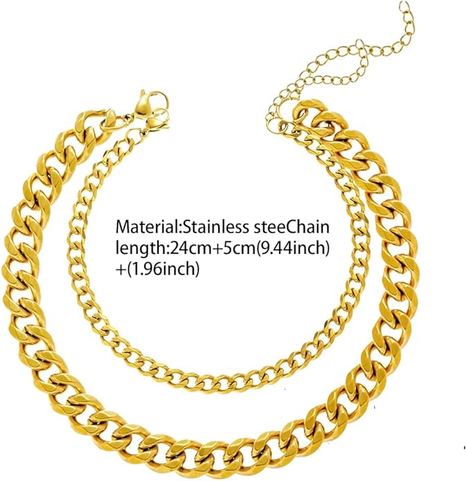 Ankle Bracelets For Women Waterproof Adjustable Ankles 18KGold Plated Dainty Trendy Layered Cuban Link Chain Anklets Set Beach Jewelry