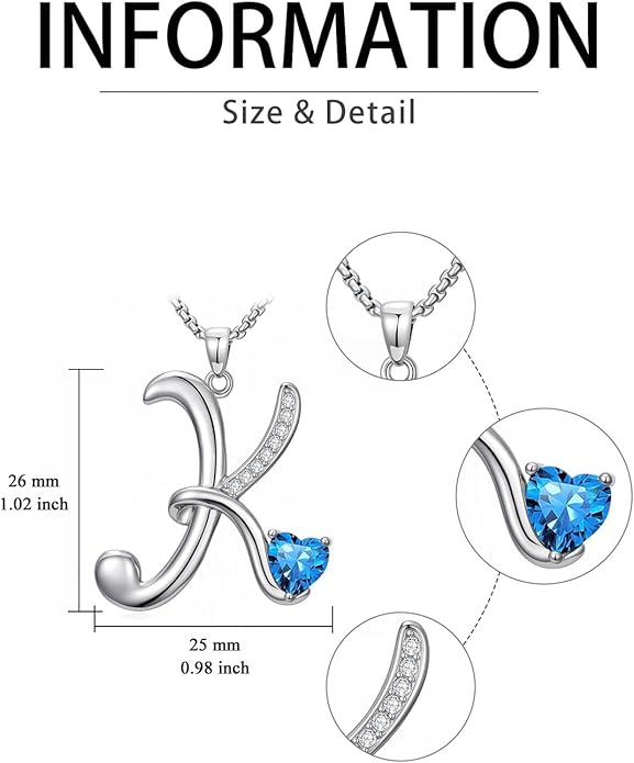 Christmas Gifts for Women Alphabet A to Z Initial Birthstone Pendant Necklaces for Women - 18k White Gold Plated Personalized Name Jewelry Valentine Mothers Day Birthday Gifts for Women Her Girlfriend