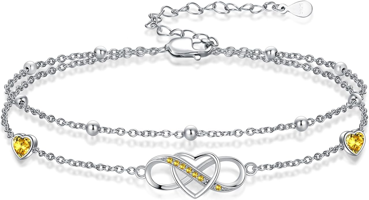 Anklet for Women 925 Sterling Silver Double Infinity Ankle Bracelet Waterproof Summer Jewelry Anniversary Birthday Gifts for Her
