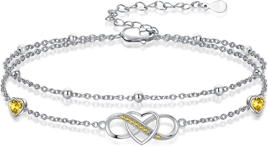 Anklet for Women 925 Sterling Silver Double Infinity Ankle Bracelet Waterproof Summer Jewelry Anniversary Birthday Gifts for Her