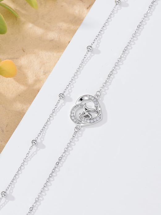 Dorunmo Initial Anklet 925 Sterling Silver Letter A-Z Layered Heart Anklet Beach Jewelry Birthday Gifts for Women