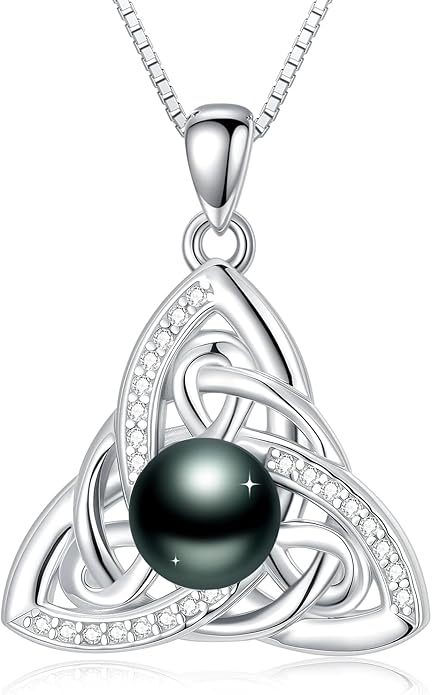 KANNSOAR Tahitian Black Pearl 18K White Gold Plated Sterling Silver Pendant Necklace for Wedding Birthday Anniversary Valentines Day Christmas Pearl Jewelry Gift for Women Wife Mom Lover Girlfriend