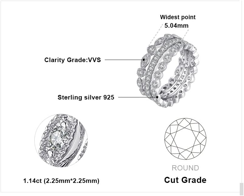 JewelryPalace 14K Gold Plated 925 Sterling Silver Rings for Women, Cubic Zirconia Promise Rings for Her, Stackable Wedding Bands Rings for Women Set Size 4-12