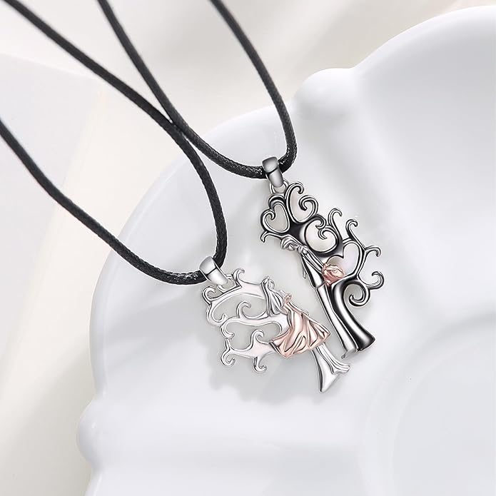 OHAYOO Dragon Phoenix Matching Necklace for Couples 925 Sterling Silver Yin Yang Pendant Necklaces for Couples Jewelry for Him and Her