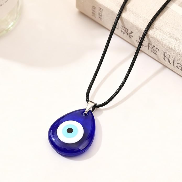 Long tiantian Evil Eye Necklace for Women Men Necklace Evil Eye Jewelry Blue Turkish Glass Leather Rope Pink Lucky Protection Necklace Jewelry Valenty Day Gifts for Men Women