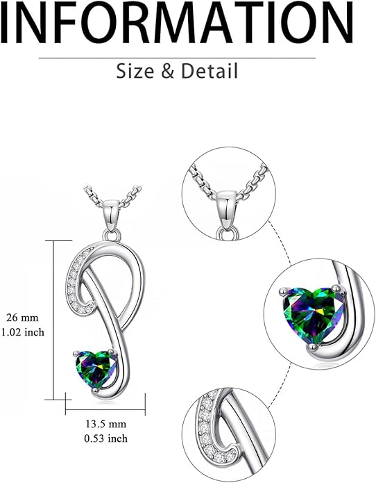 Christmas Gifts for Women Alphabet A to Z Initial Birthstone Pendant Necklaces for Women - 18k White Gold Plated Personalized Name Jewelry Valentine Mothers Day Birthday Gifts for Women Her Girlfriend