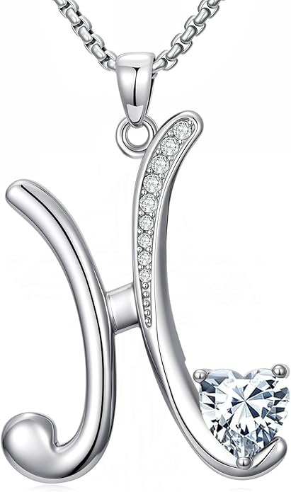 Christmas Gifts for Women Alphabet A to Z Initial Birthstone Pendant Necklaces for Women - 18k White Gold Plated Personalized Name Jewelry Valentine Mothers Day Birthday Gifts for Women Her Girlfriend