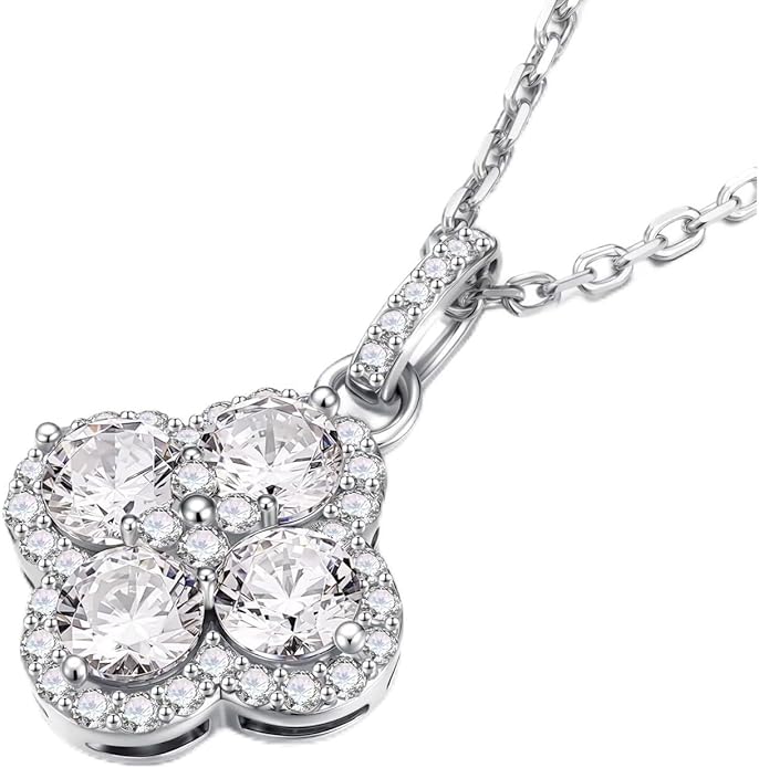 Iefil Valentines Day Gifts for Her - 925 Sterling Silver Birthstone Clover Necklace for Women, Anniversary Birthday Gifts for Women Wife Girlfriend Mom