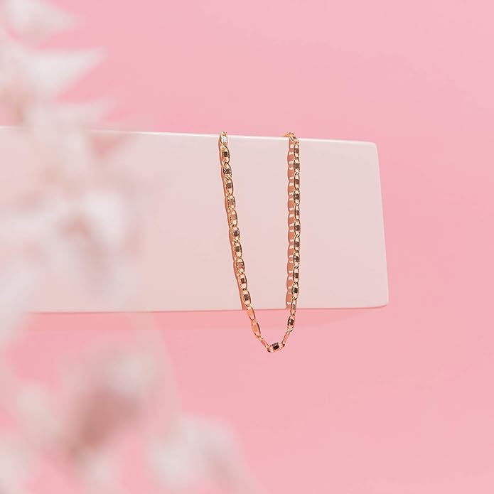 PAVOI 14K-18K Gold Plated Charm Link Flat Gold Anklets for Women | Beaded Marina Link Mariner Paperclip Snake Chain Jewelry Anklets