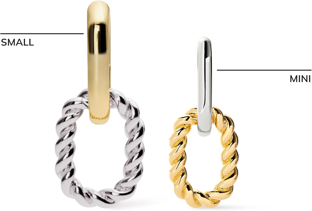 Ana Luisa Ash Double Hoop Earrings for Women - 14K Gold Plated, Silver & Two-Tone Drop Dangle Hoop Earring - Trendy Paperclip Link Huggie Hoop - Hypoallergenic, Water-Resistant & Tarnish-Free Jewelry